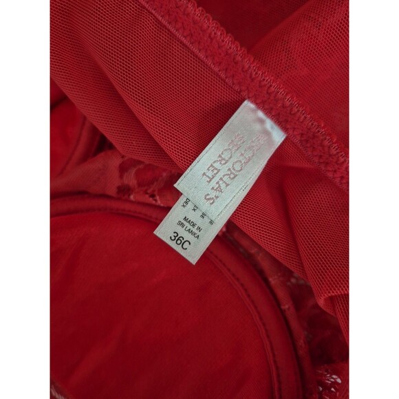 Victoria's Secret Vintage Y2K Red Floral Mesh Lace Thong Bodysuit Womens 36C - Picture 7 of 13